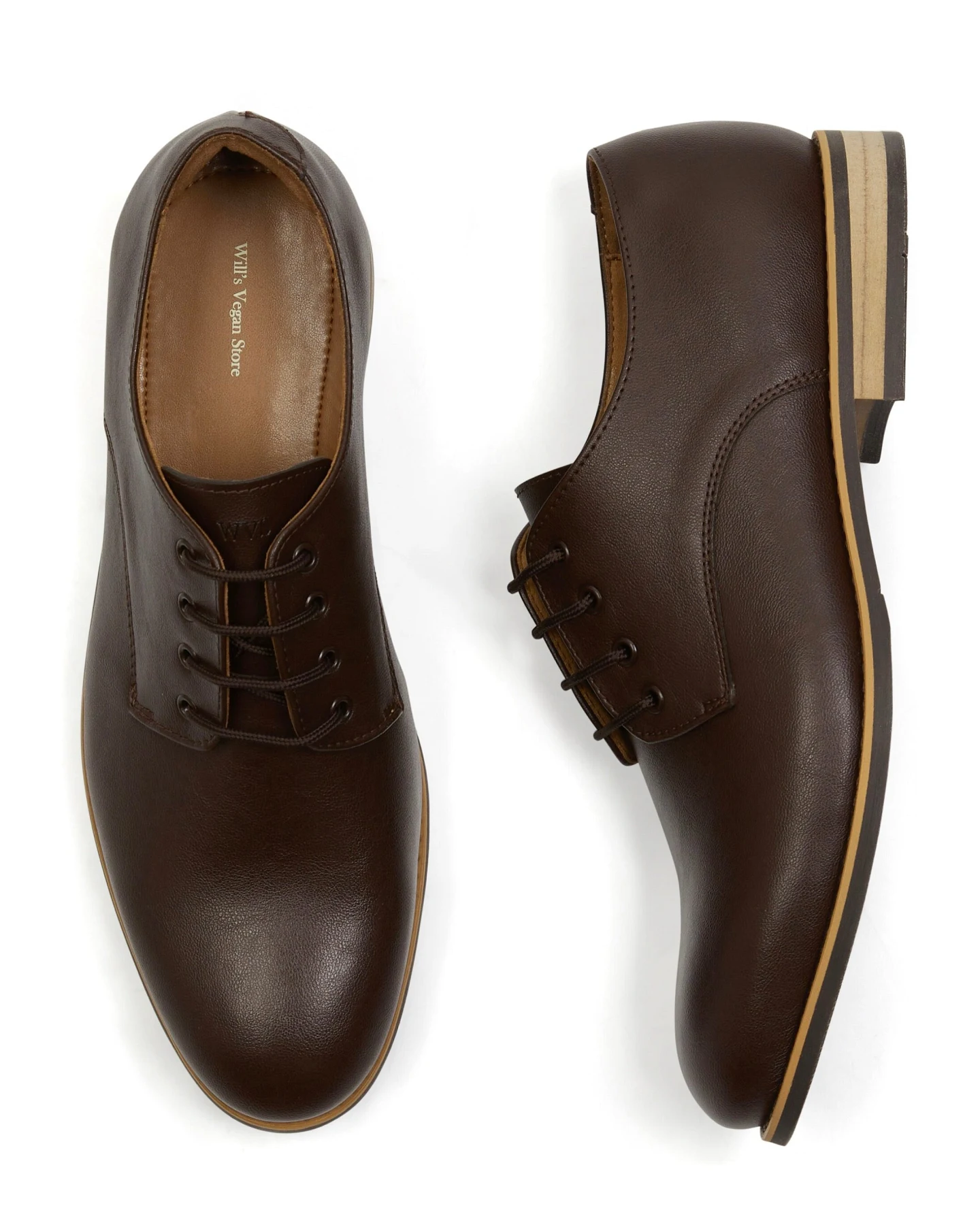 Will's Vegan Store Herren vegan Casual Derbys Dunkelbraun – Ansicht 2