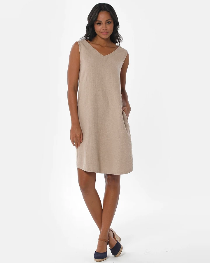 ORGANICATION Damen vegan Kleid Ärmellos Beige