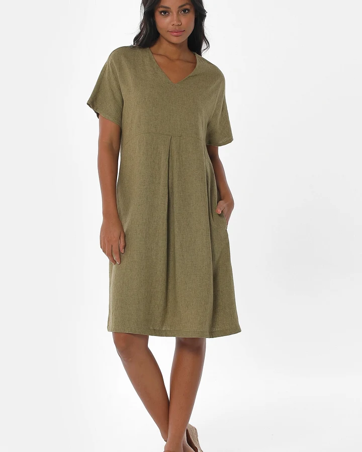 ORGANICATION Damen vegan Shiftkleid Olivgrün
