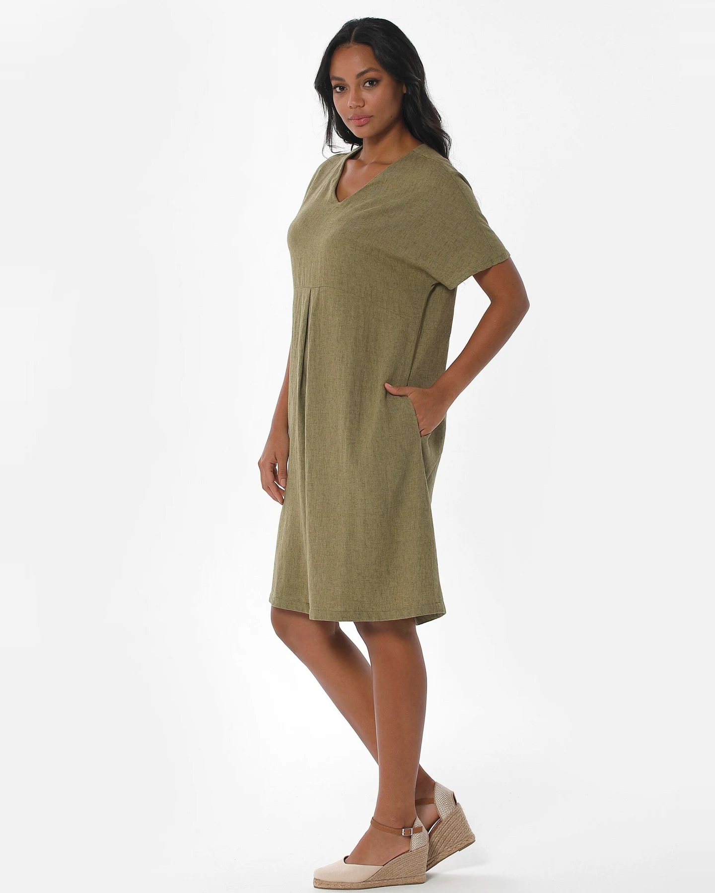 ORGANICATION Damen vegan Shiftkleid Olivgrün – Ansicht 2