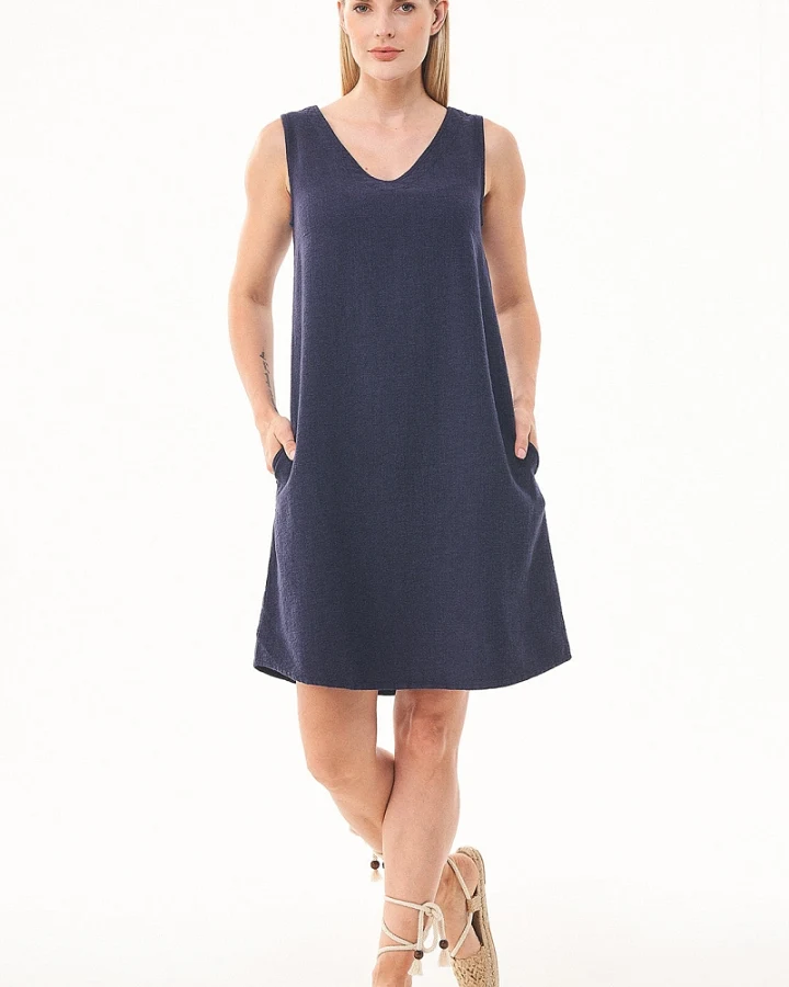 ORGANICATION Damen vegan Kleid Ärmellos Dunkelblau