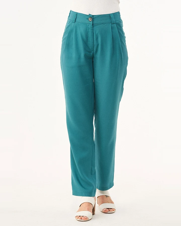 ORGANICATION Damen vegan Chino-Hose Petrolgrün