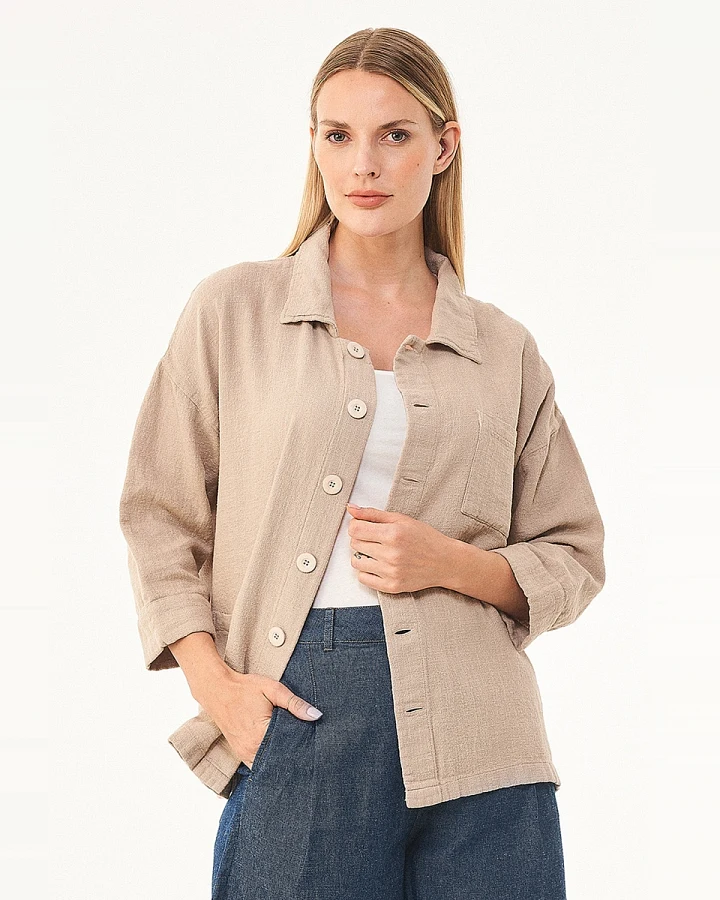 ORGANICATION Damen vegan Hemdbluse Beige