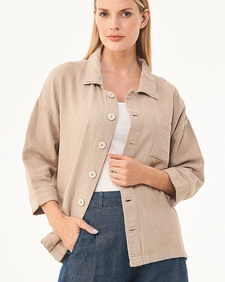 ORGANICATION Damen vegan Hemdbluse Beige