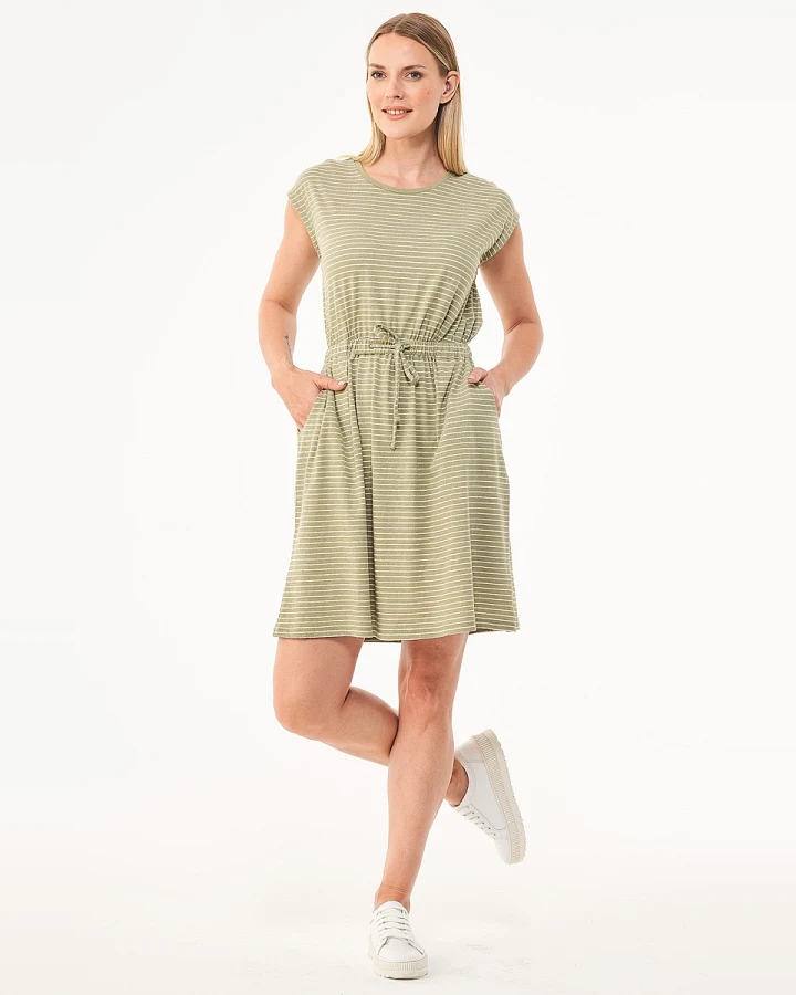 ORGANICATION Damen vegan Gestreiftes Jerseykleid Grün