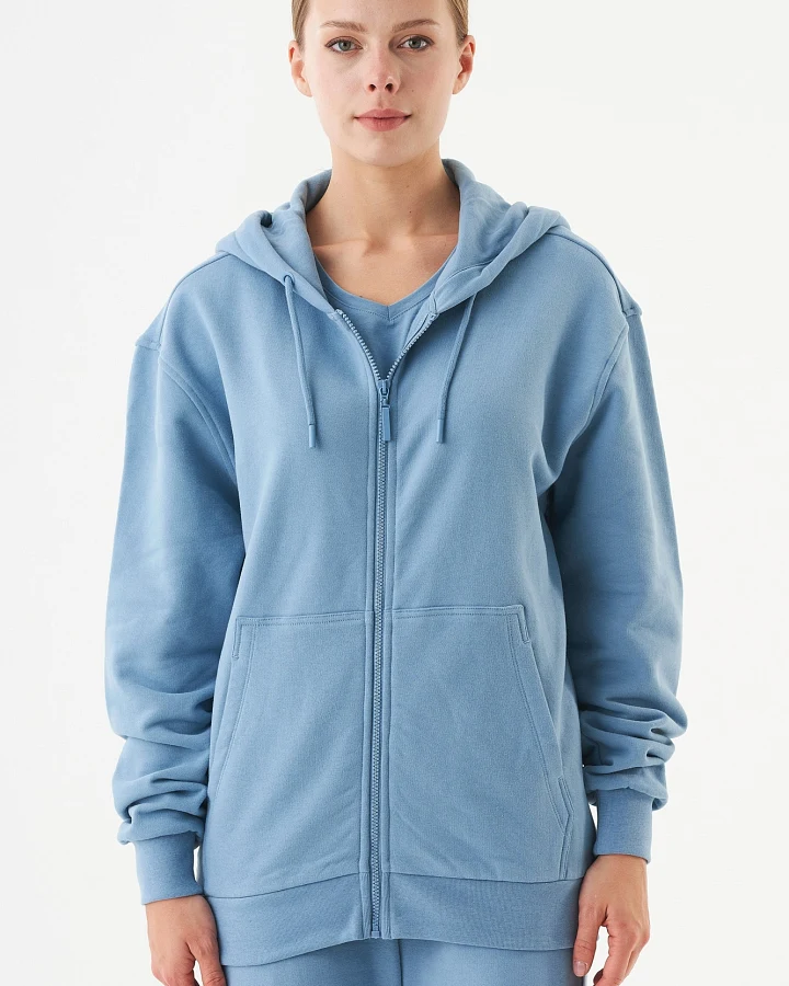 ORGANICATION Herren vegan Unisex Zip Up Hoodie Junda Stahlblau
