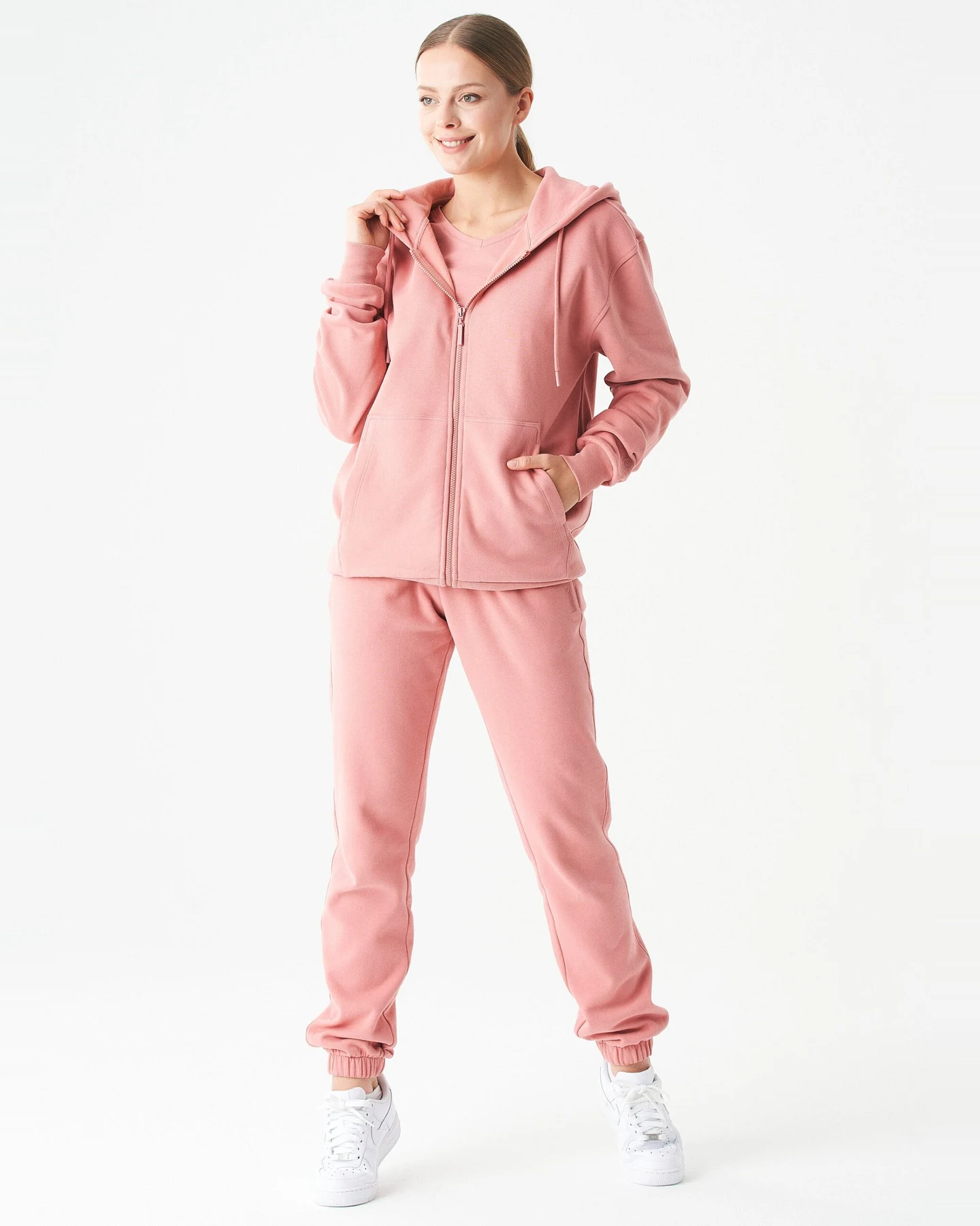 ORGANICATION Herren vegan Unisex Zip Up Hoodie Junda Blush – Ansicht 2