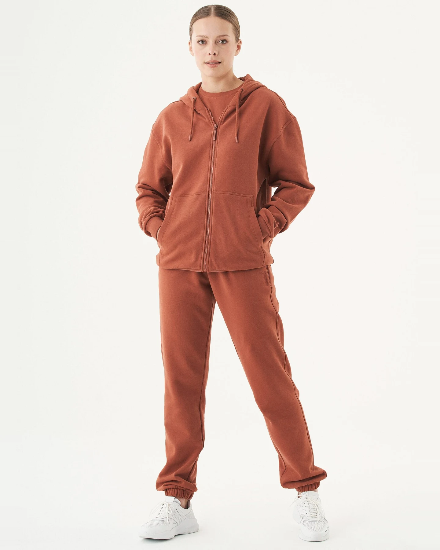 ORGANICATION Herren vegan Unisex Zip Up Hoodie Junda Zimt – Ansicht 2