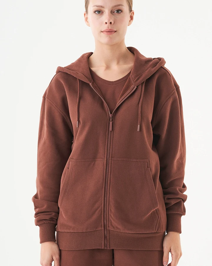 ORGANICATION Herren vegan Unisex Zip Up Hoodie Junda Kaffee