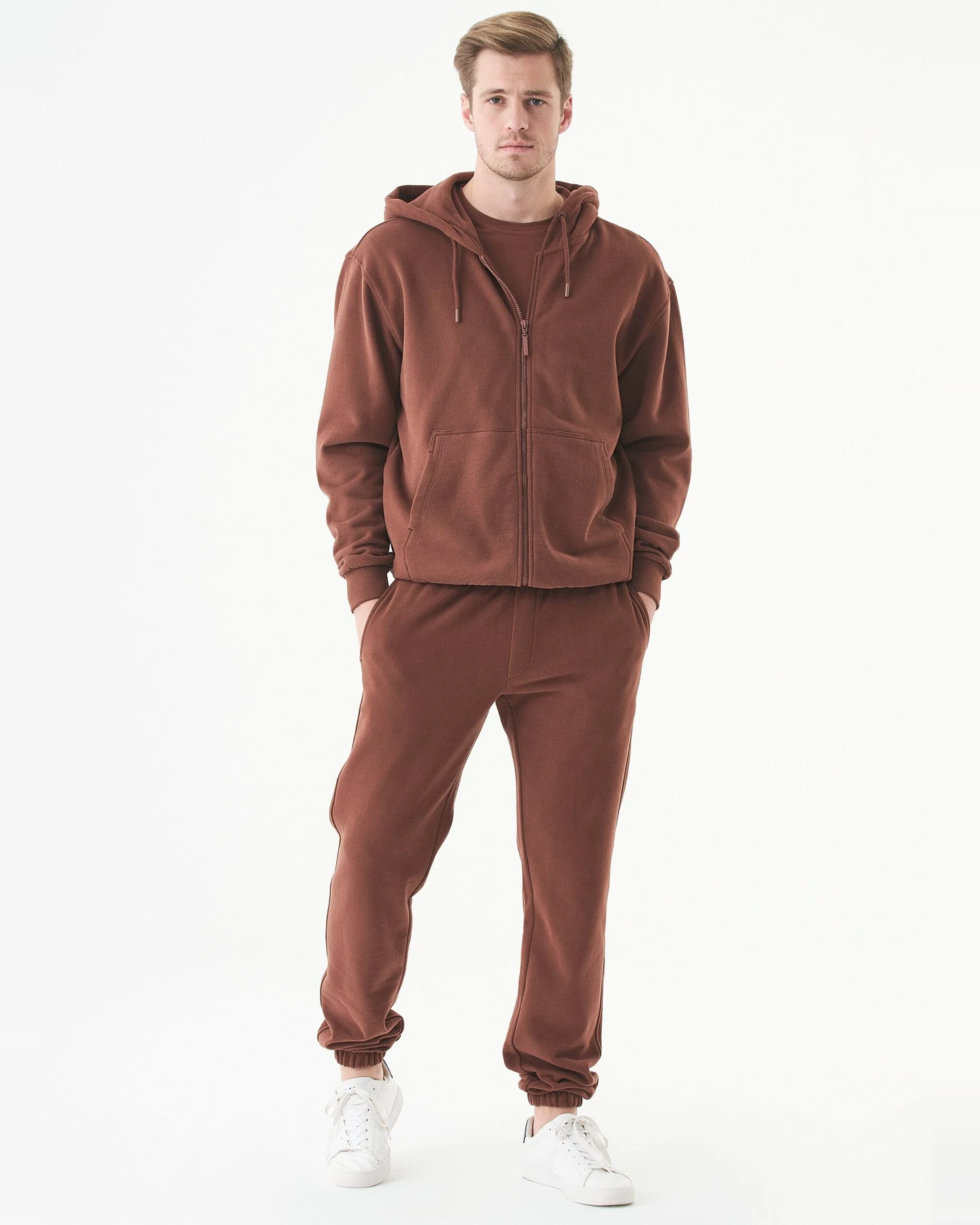 ORGANICATION Herren vegan Unisex Zip Up Hoodie Junda Kaffee – Ansicht 2