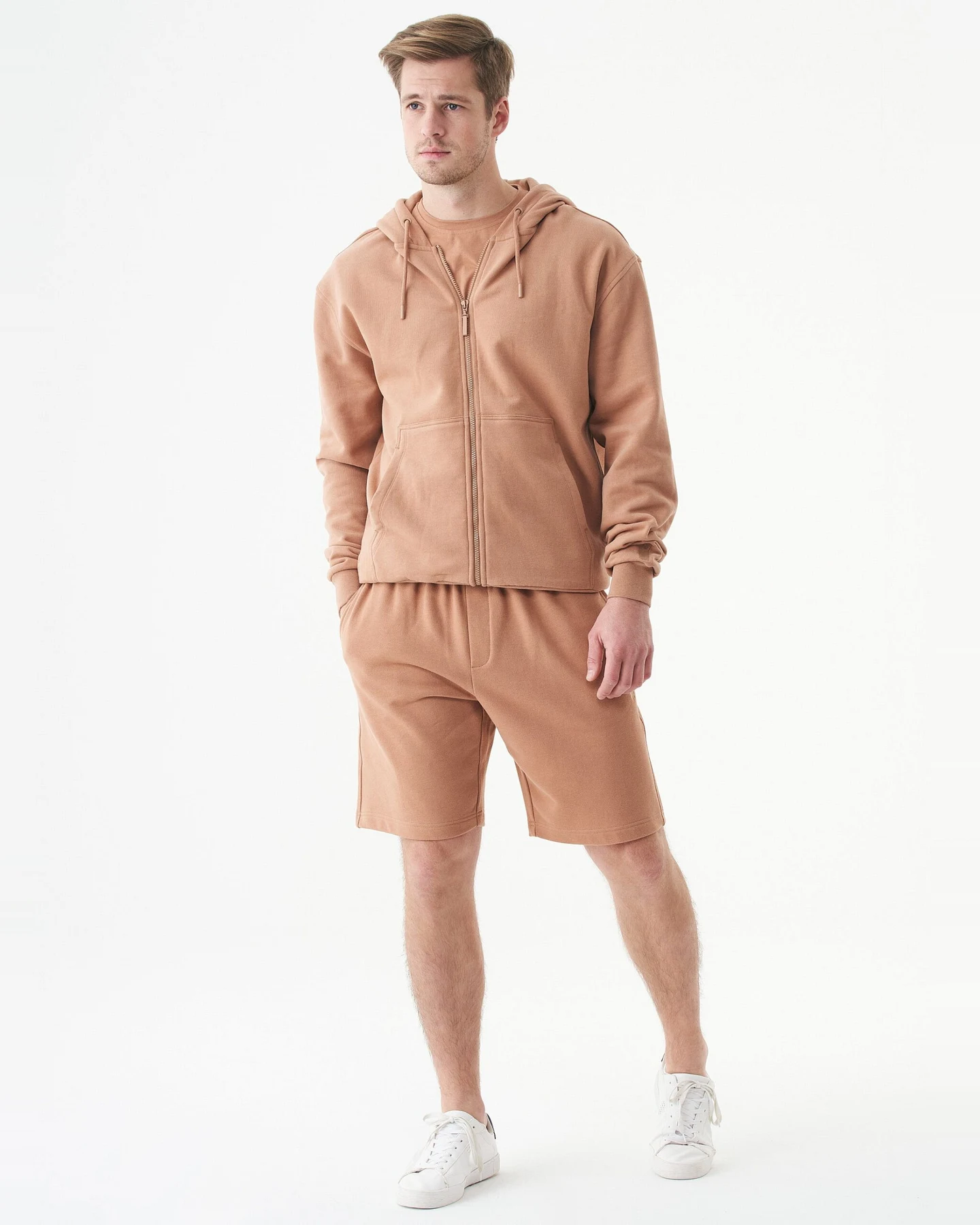 ORGANICATION Herren vegan Unisex Zip-Up Hoodie Junda Hellbraun – Ansicht 2