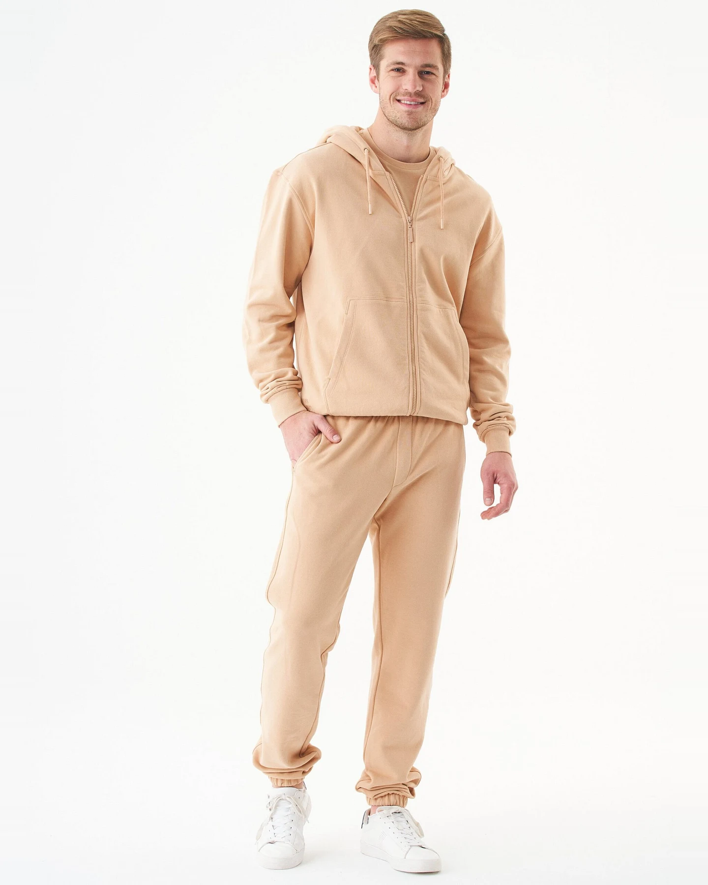 ORGANICATION Herren vegan Unisex Zip Up Hoodie Junda Beige – Ansicht 2