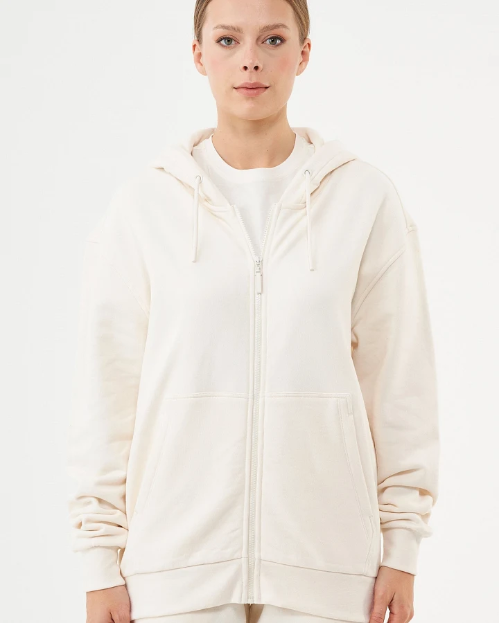 ORGANICATION Herren vegan Unisex Zip Up Hoodie Junda Weiß
