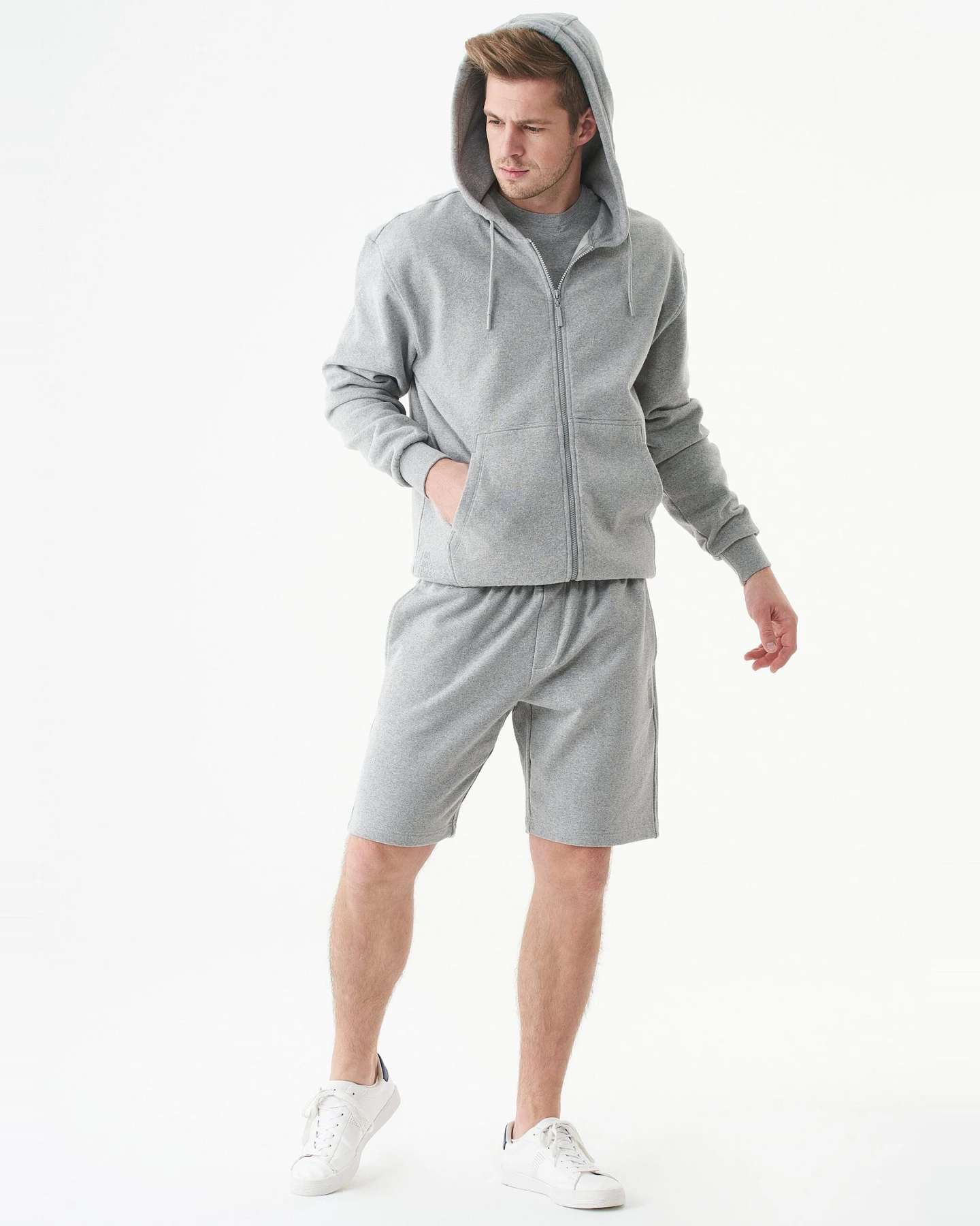 ORGANICATION Herren vegan Unisex Zip-Up Hoodie Junda Hellgrau – Ansicht 2