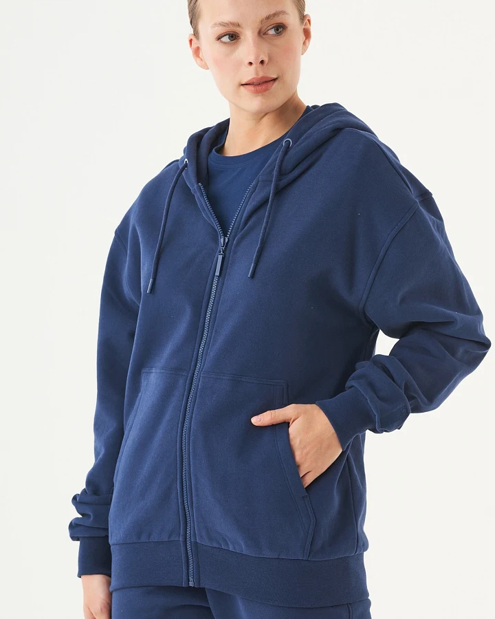 ORGANICATION Herren vegan Hoodie Unisex Zip-Up Junda Navy