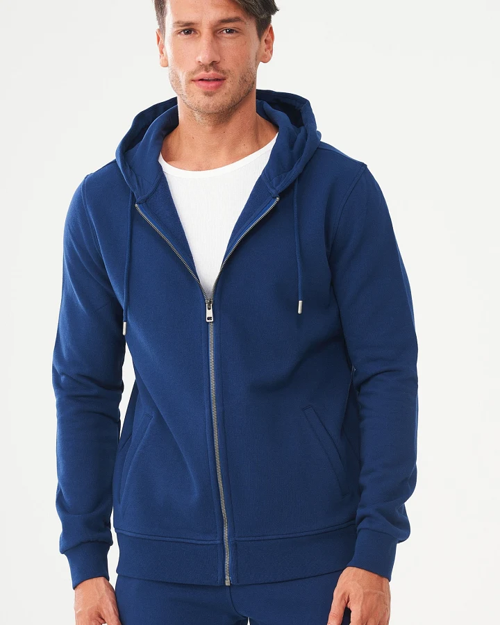ORGANICATION Herren vegan Zip-Up Hoodie Aus Bio-Baumwolle Navy