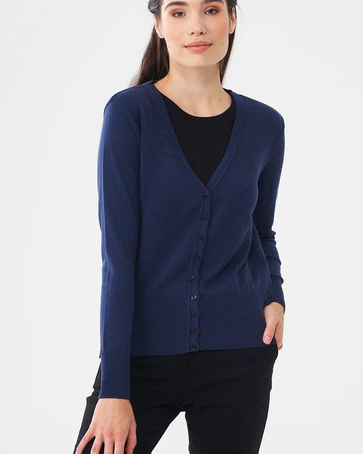 ORGANICATION Damen vegan Strickjacke Marineblau