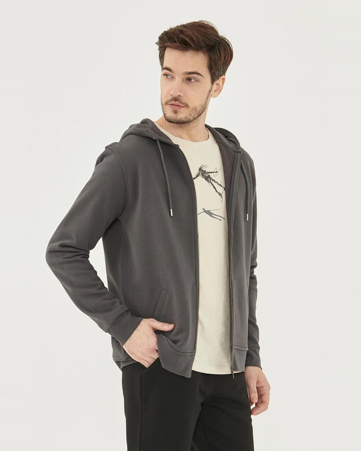 ORGANICATION Herren vegan Sweatjacke Dunkelgrau