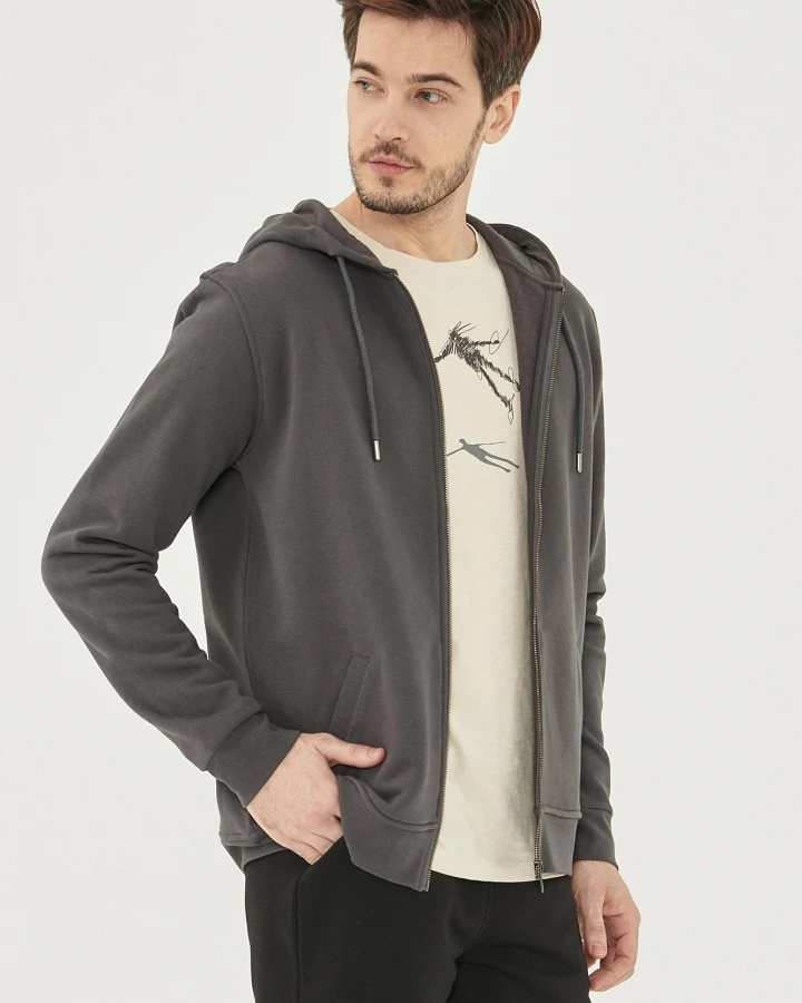 ORGANICATION Herren vegan Sweatjacke Dunkelgrau