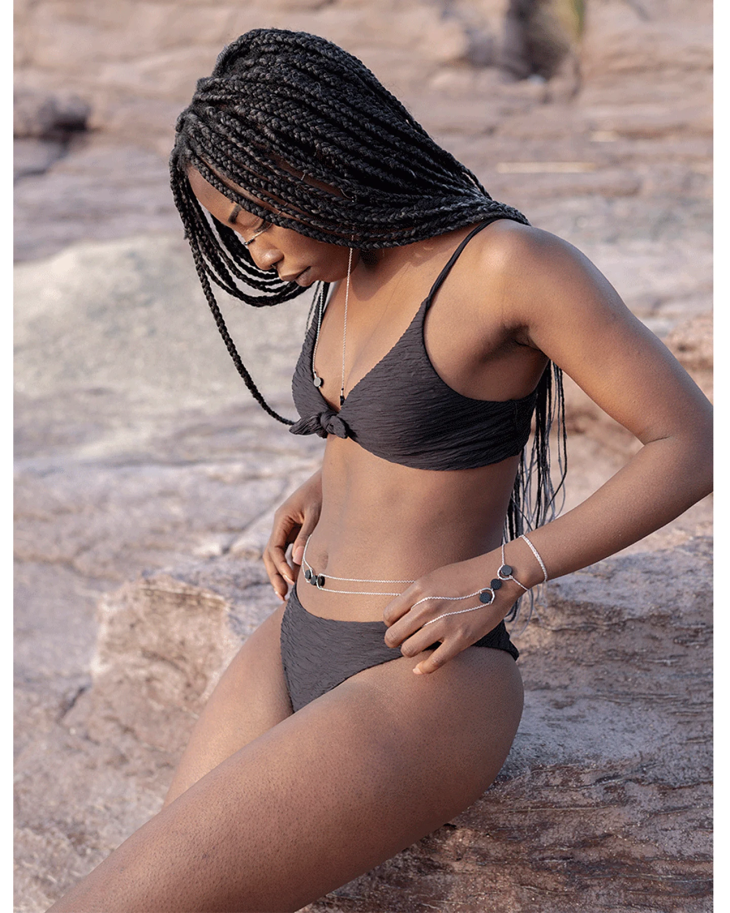 Anekdot Damen vegan Jacquard Leona + Skyline Slim Black – Ansicht 2