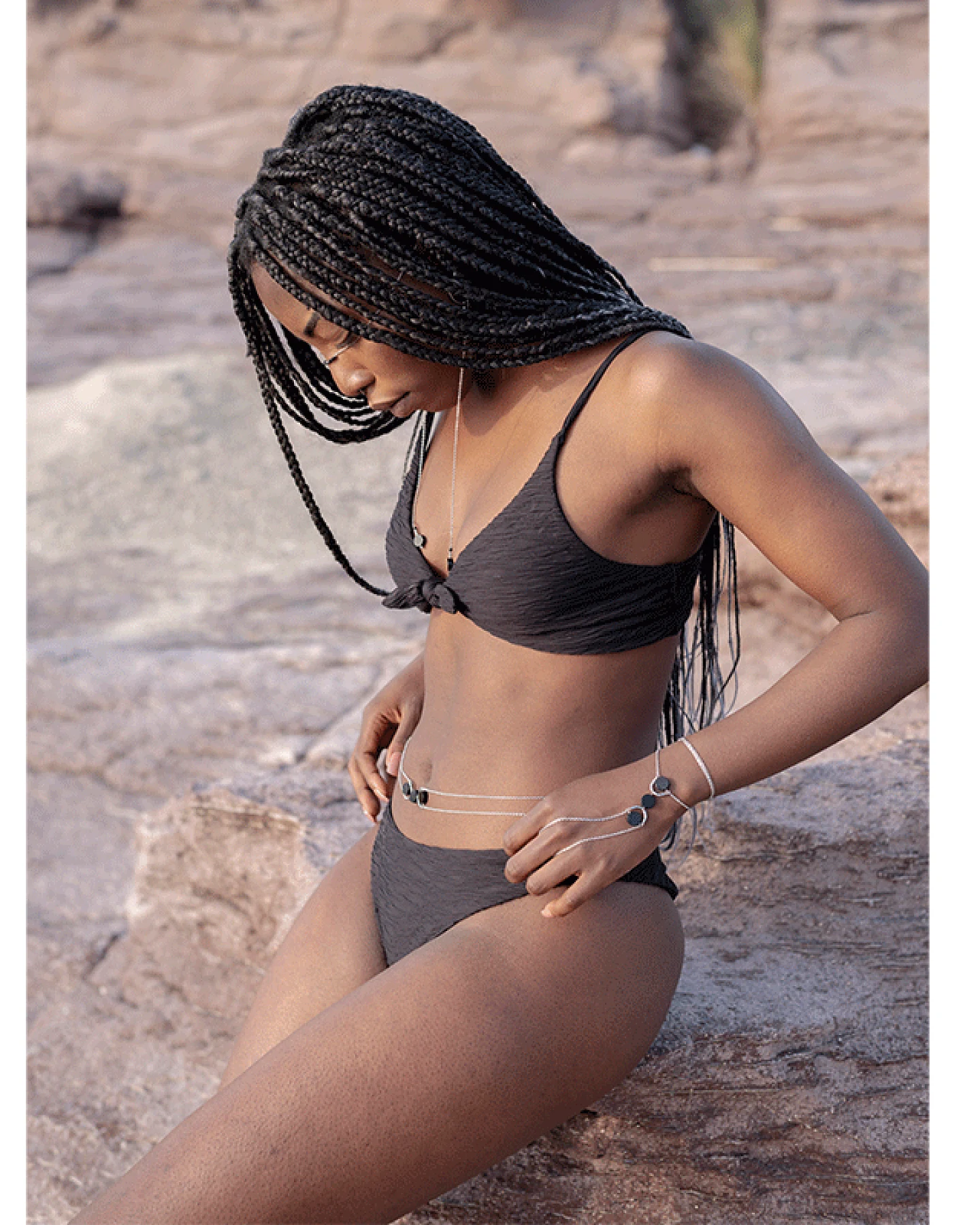 Anekdot Damen vegan Jacquard Leona Bikinioberteil Schwarz – Ansicht 2