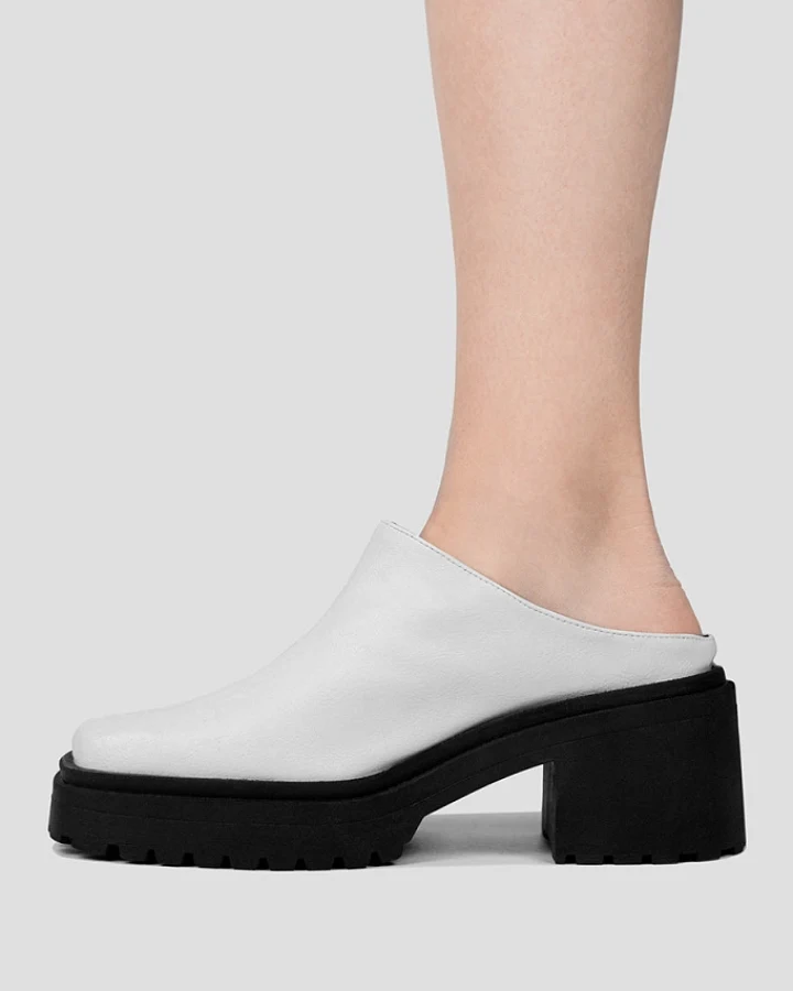 BOHEMA Damen vegan Squared Mules Weiß
