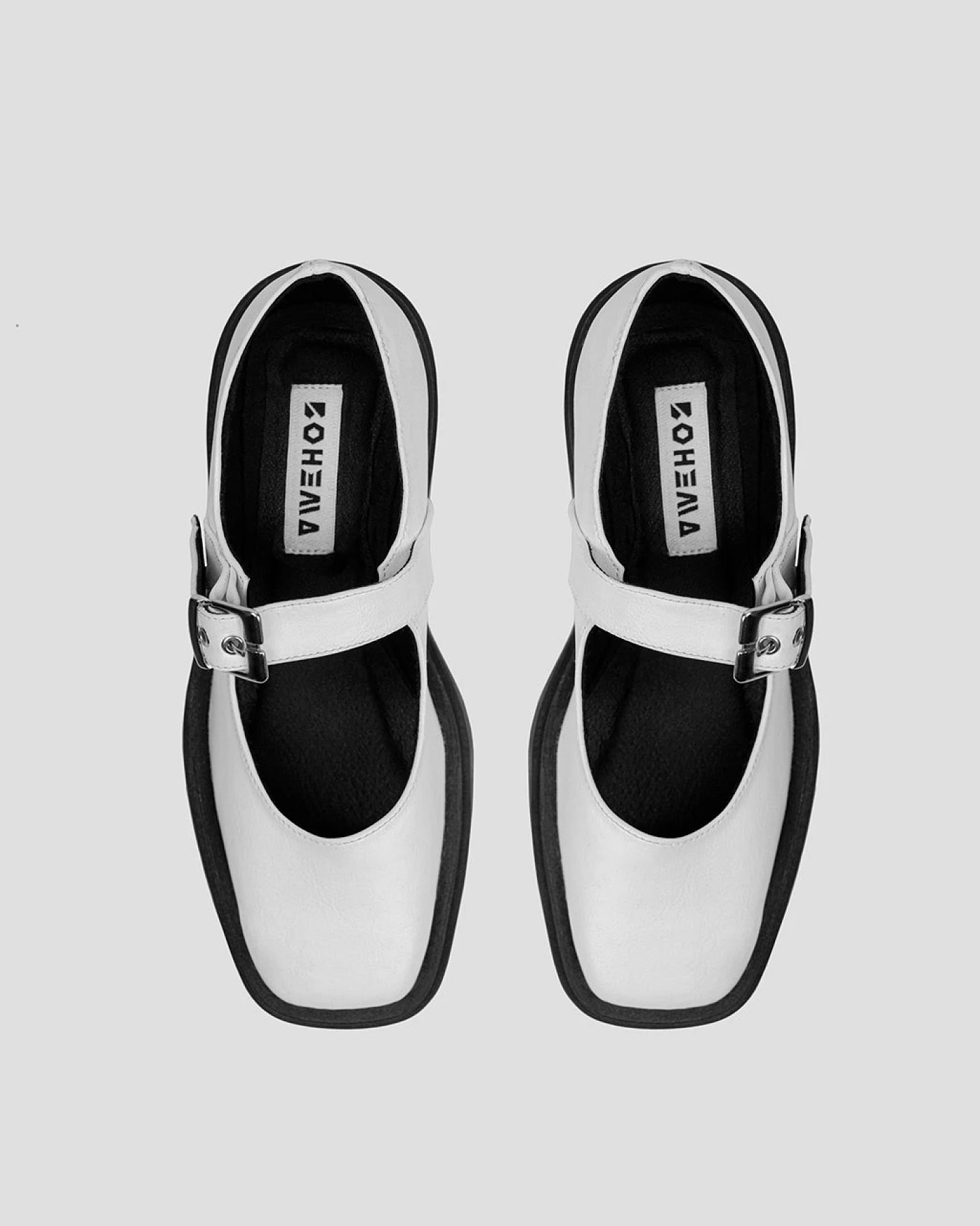 BOHEMA Damen vegan Squared Pumps Weiß – Ansicht 2