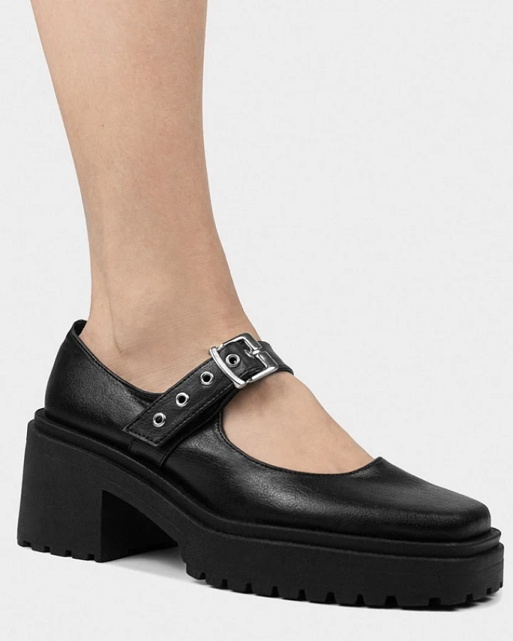 BOHEMA Damen vegan Squared Pumps Schwarz