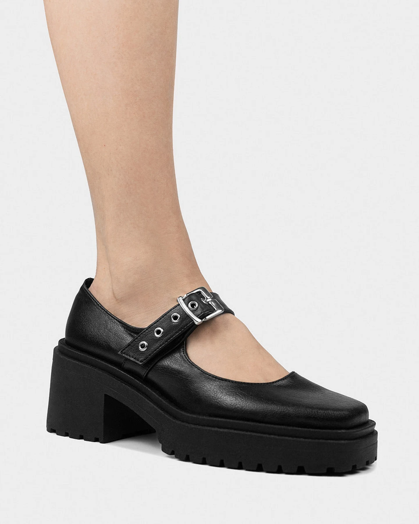 BOHEMA Damen vegan Squared Pumps Schwarz – Ansicht 2