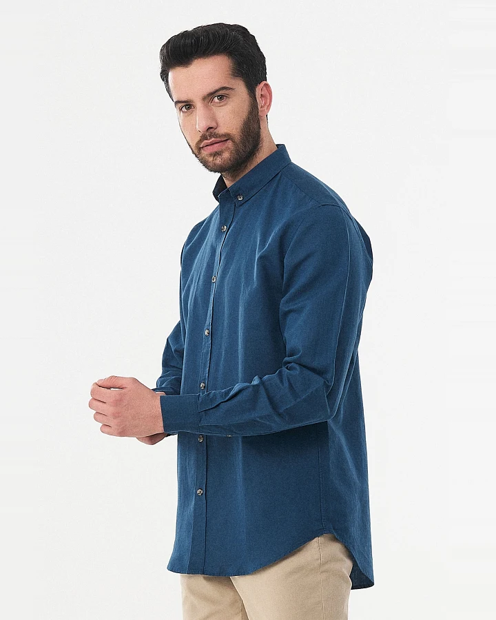 ORGANICATION Herren vegan Langarmhemd Navy