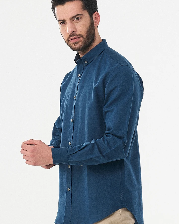 ORGANICATION Herren vegan Langarmhemd Navy