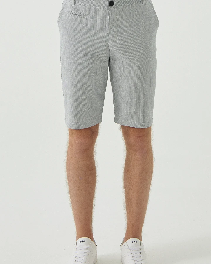 ORGANICATION Herren vegan Chino-Shorts Aus Bio-Baumwolle Weiß Gestreift