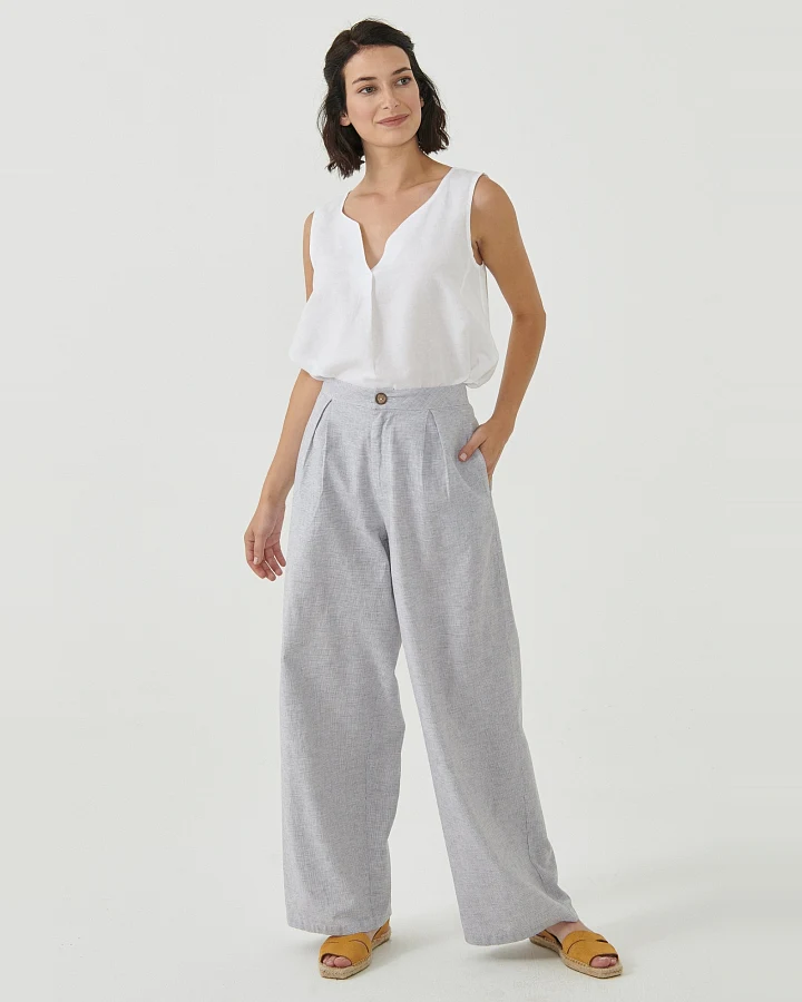 ORGANICATION Damen vegan Palazzohose Hellgrau