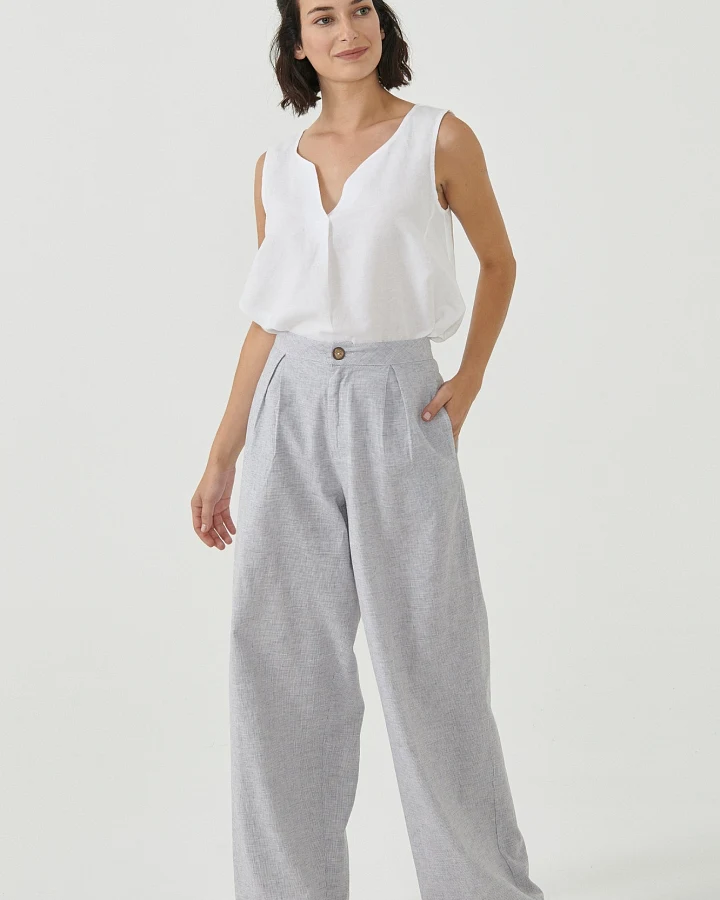 ORGANICATION Damen vegan Palazzohose Hellgrau