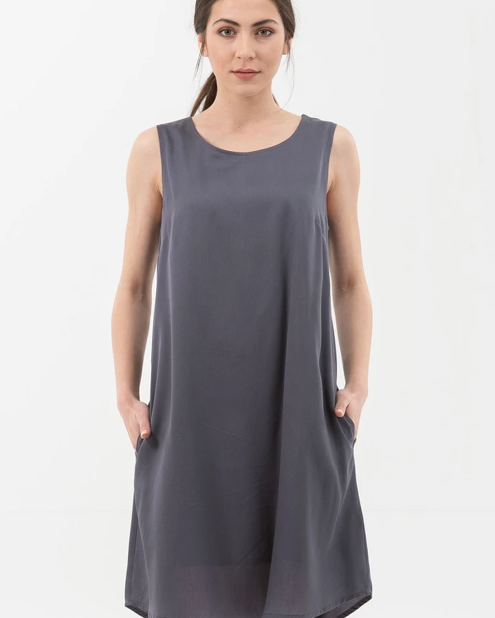 ORGANICATION Damen vegan Kleid Ärmellos Grau