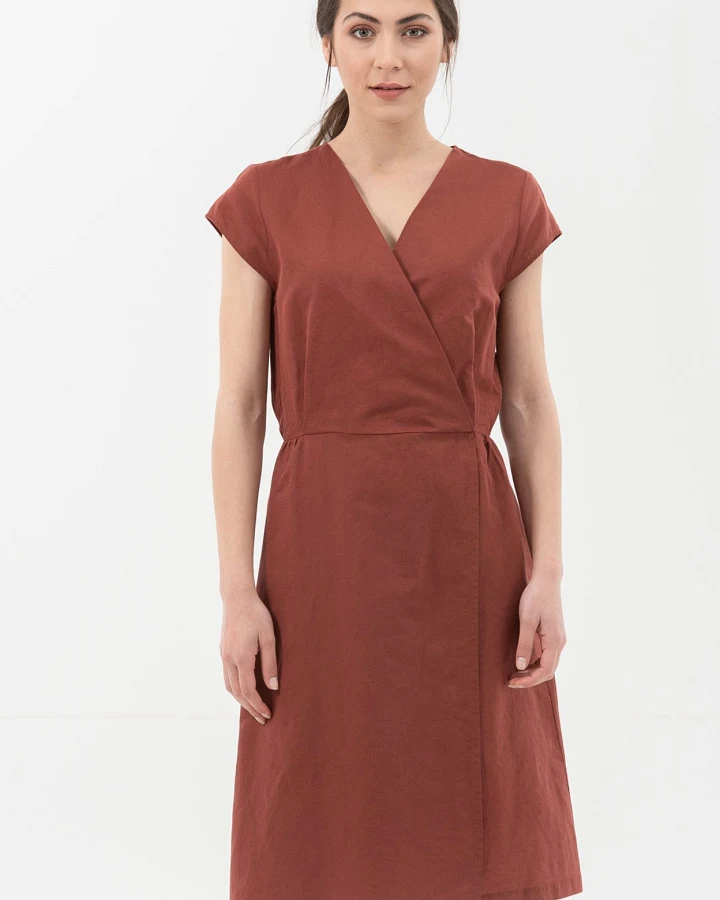 ORGANICATION Damen vegan Kleid V-Ausschnitt Braun