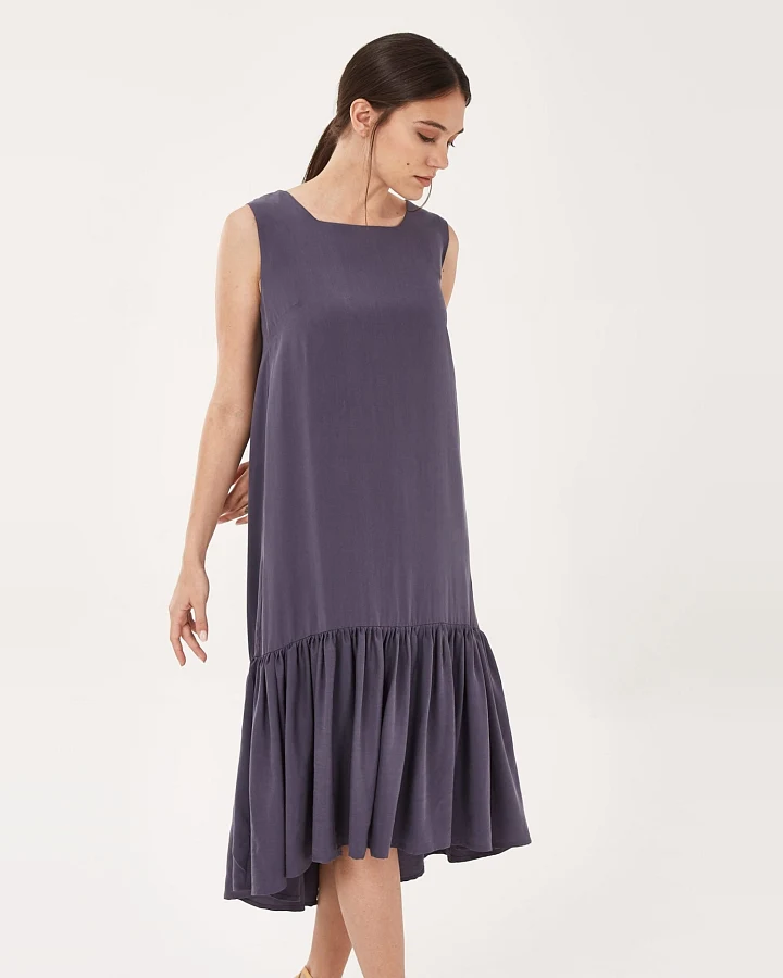 ORGANICATION Damen vegan Midikleid Lila Grau