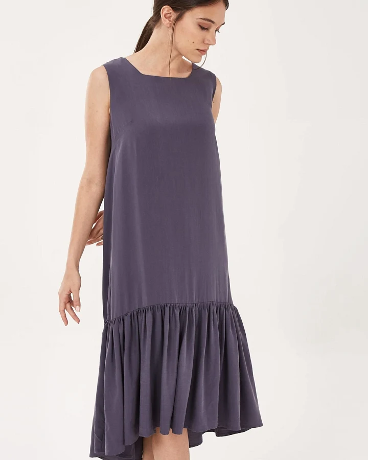 ORGANICATION Damen vegan Midikleid Lila Grau