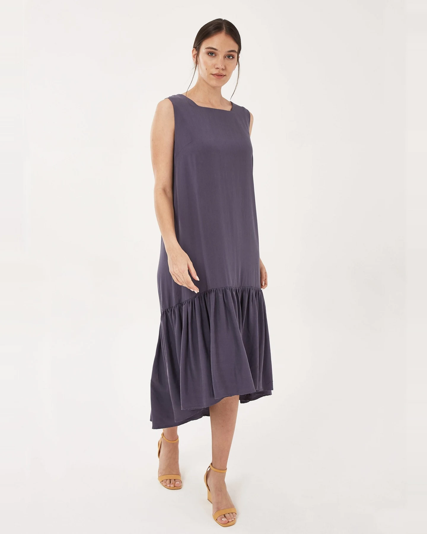 ORGANICATION Damen vegan Midikleid Lila Grau – Ansicht 2
