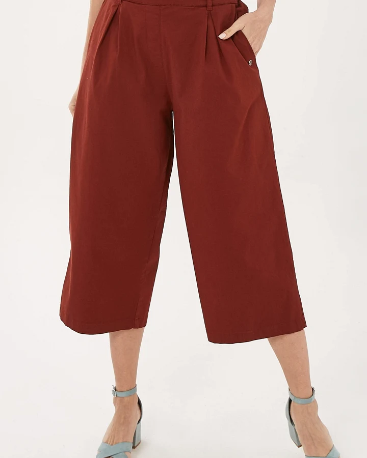 ORGANICATION Damen vegan Culotte Hose Dunkelrot Braun
