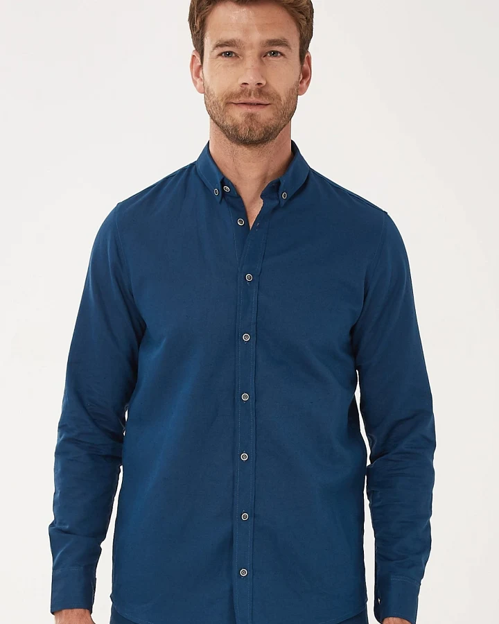 ORGANICATION Herren vegan Hemd Navy