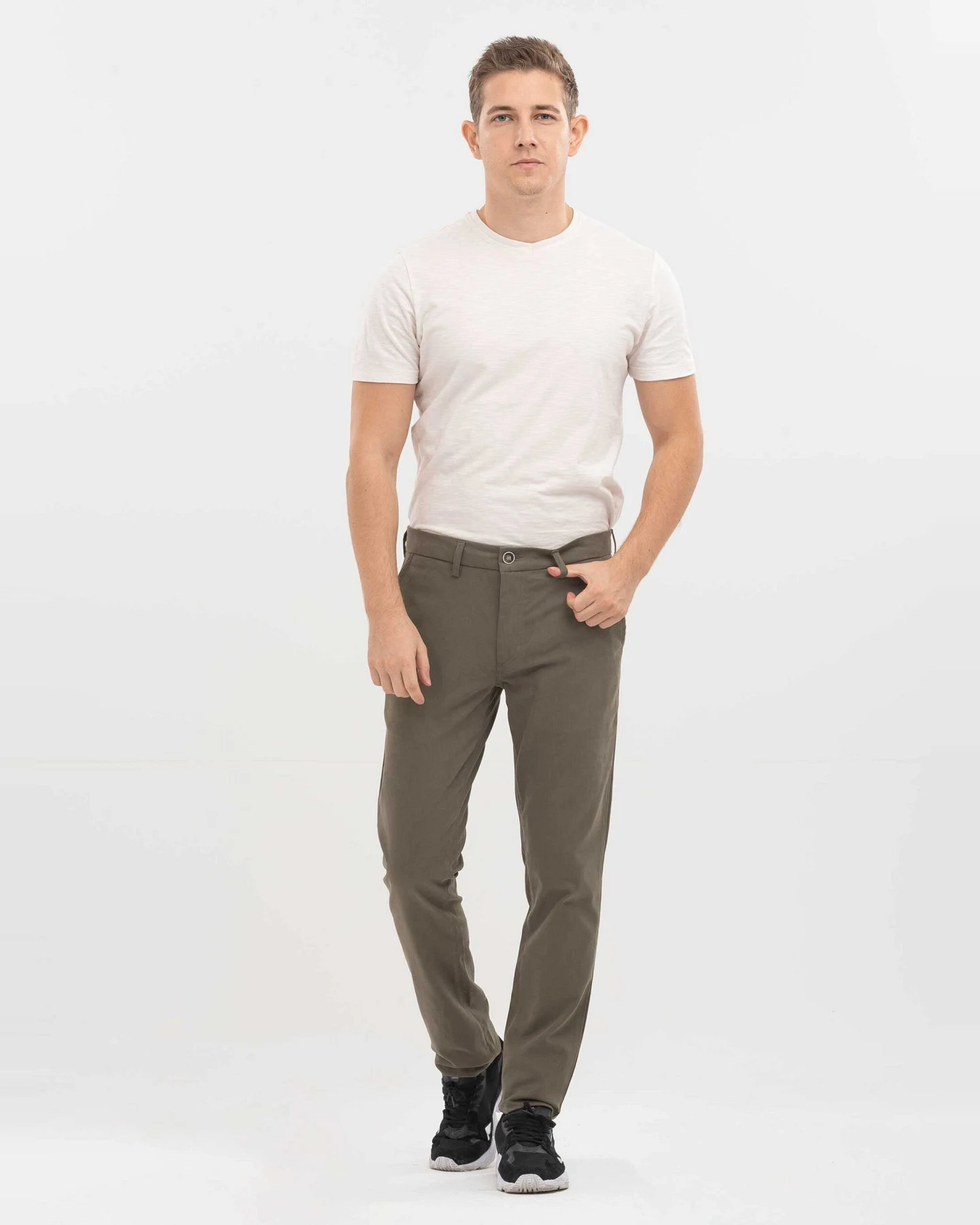 ORGANICATION Herren vegan Dehnbare Hose Khaki – Ansicht 2
