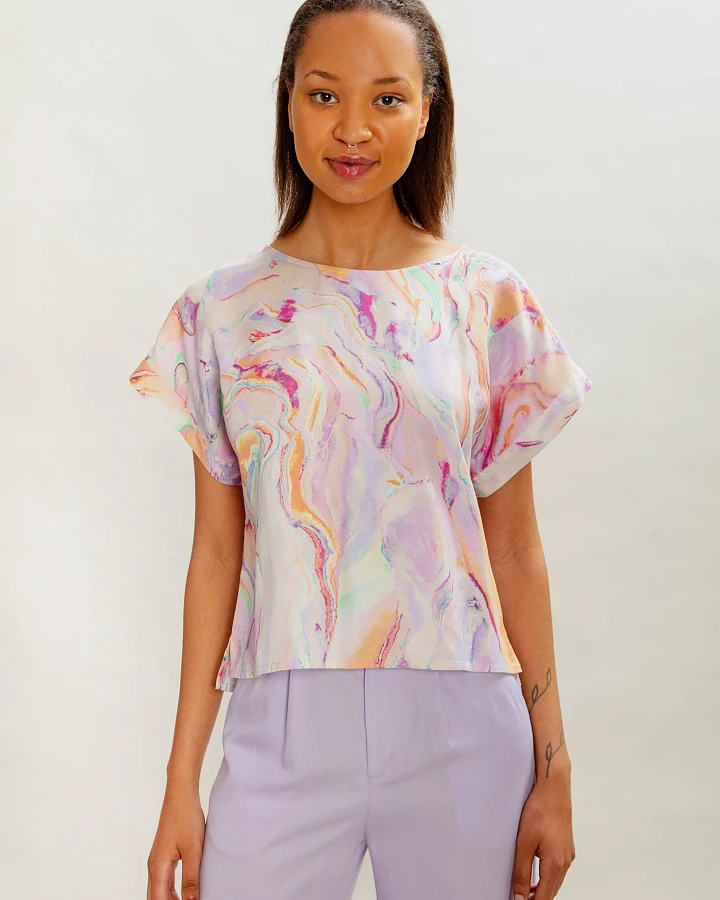 MAHLA Damen vegan Felicity Blouse Rainbow Marble