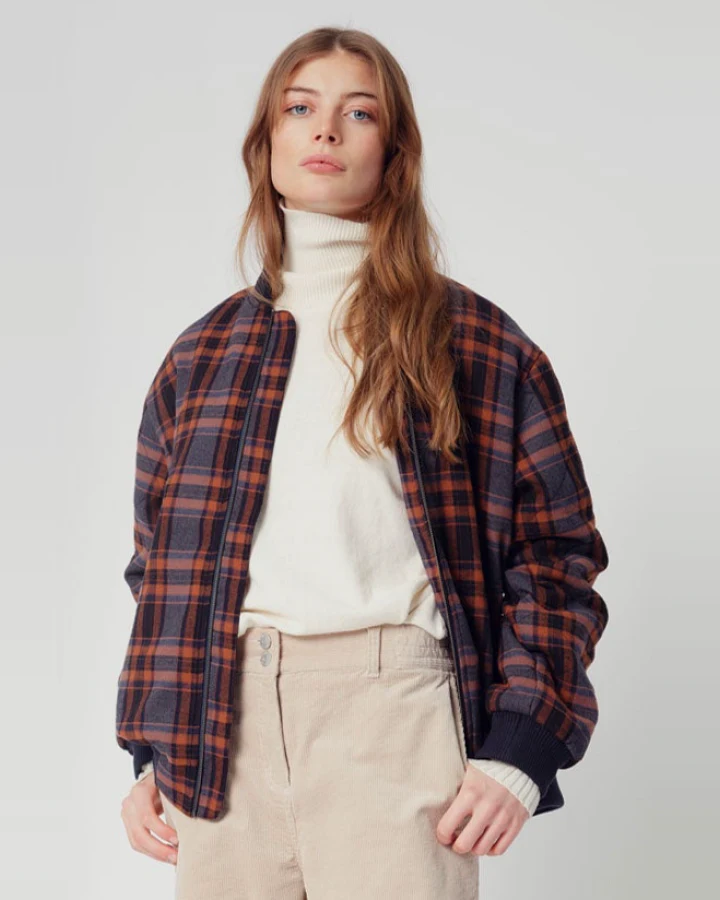 KOMODO Damen vegan Neblige Bomberjacke Kariert