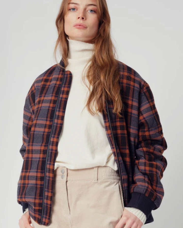 KOMODO Damen vegan Neblige Bomberjacke Kariert