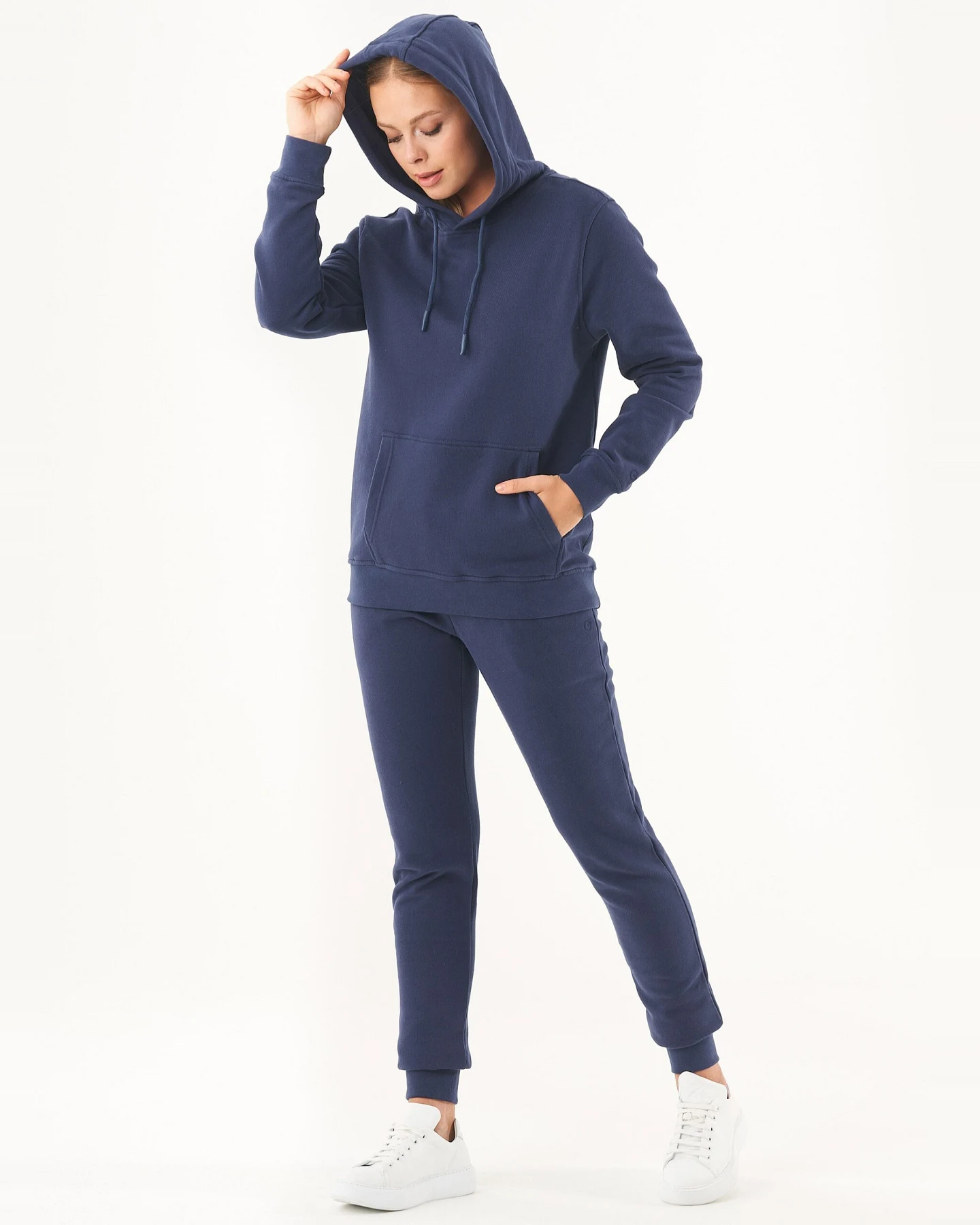 ORGANICATION Damen vegan Weicher Sweat-Hoodie Aus Bio-Baumwolle Navy – Ansicht 2