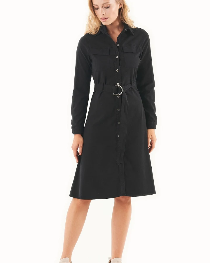 ORGANICATION Damen vegan Hemdkleid Bio-Baumwollmischung Schwarz