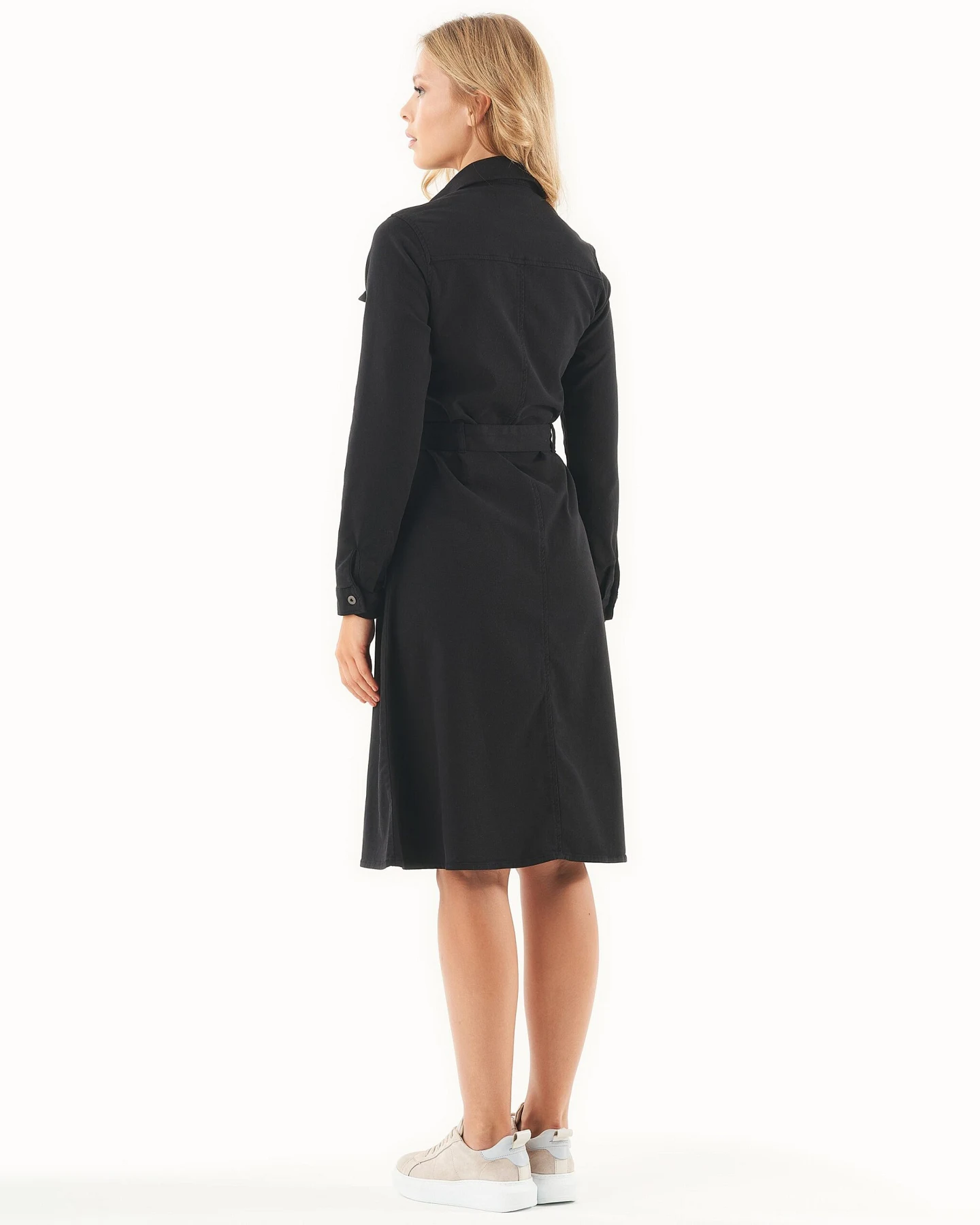 ORGANICATION Damen vegan Hemdkleid Bio-Baumwollmischung Schwarz – Ansicht 2