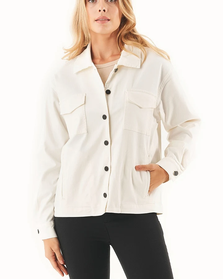 ORGANICATION Damen vegan Hemdjacke Bio-Baumwollmischung Weiß