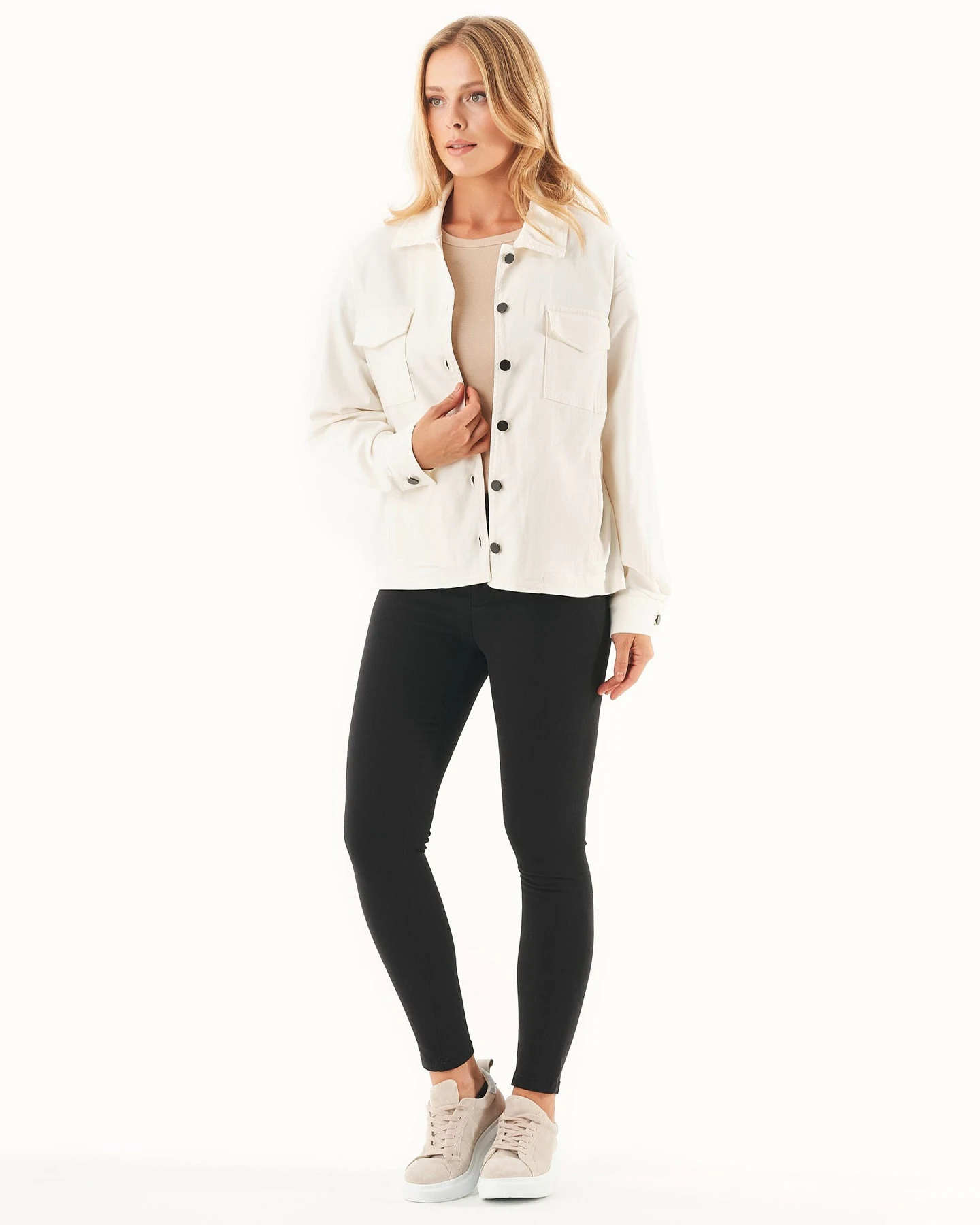 ORGANICATION Damen vegan Hemdjacke Bio-Baumwollmischung Weiß – Ansicht 2